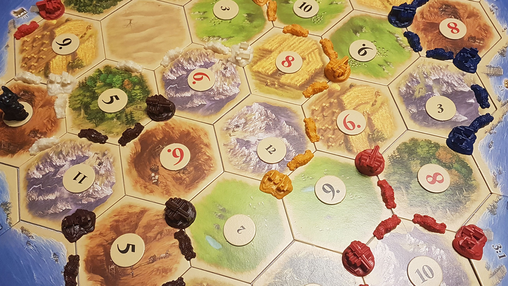 Partie de Catan avec routes et colonies