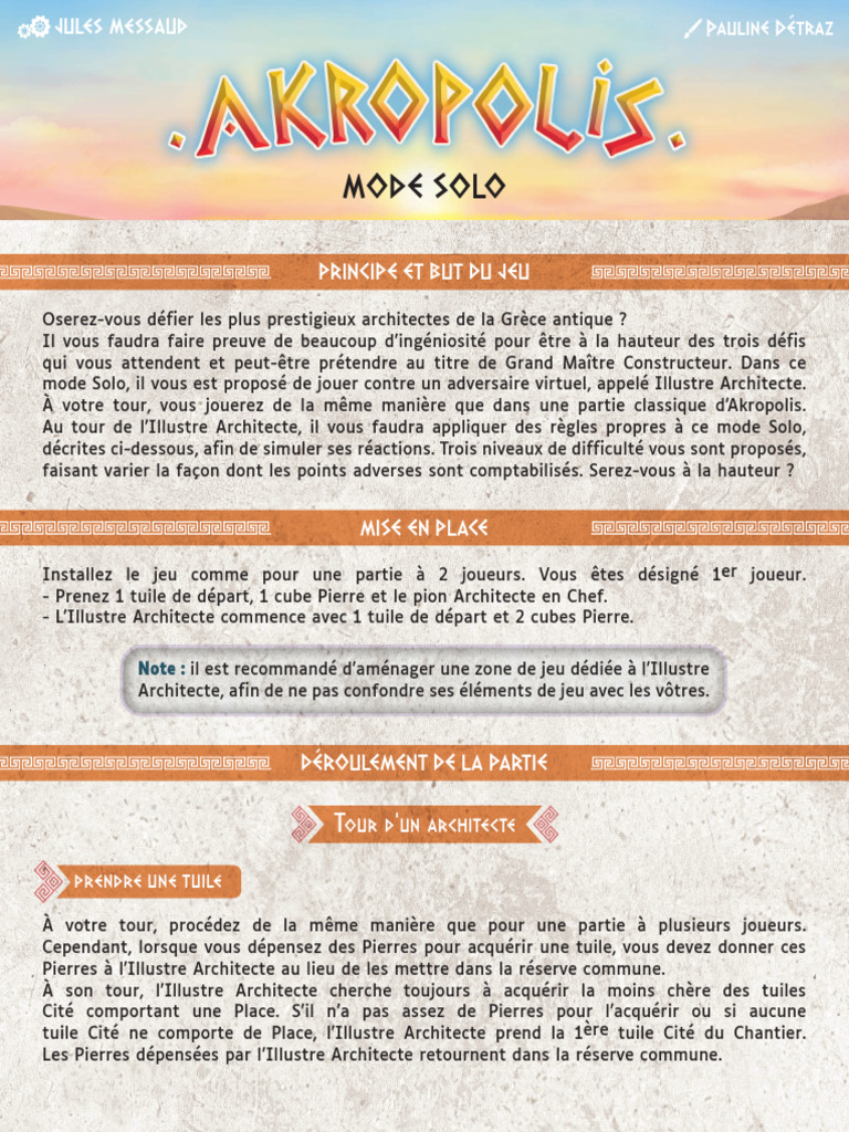 Règles du mode solo Sequence